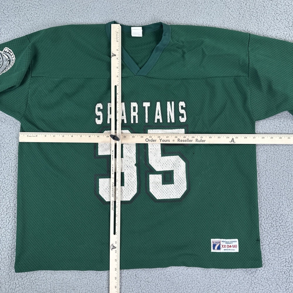 VTG 90s Logo 7 Michigan State Football Jersey #35 Men XX 54-56 Green Made in USA - Picture 4 of 16